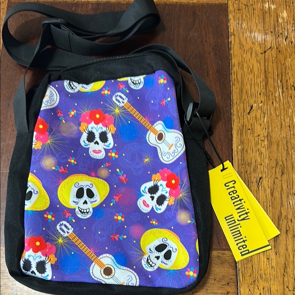 Dia de Los Muertos Skull and Guitar Crossbody Bag NEW